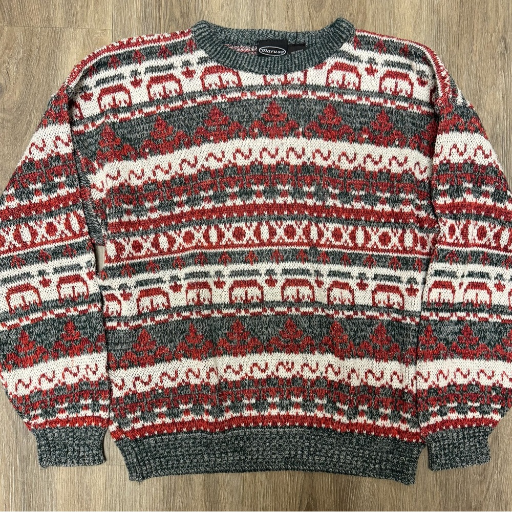 Vintage Marusa Nordic Fair Isle Reindeer‎ Sweater Men’s M Holiday Knit